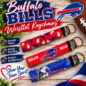 Buffalo Bills Fabric Wristlet Keychains – Handmade Football Fan Accessories